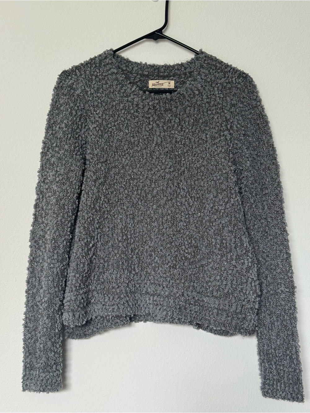 Hollister Charcoal Gray Long-sleeve Sparkle Sweater - Medium